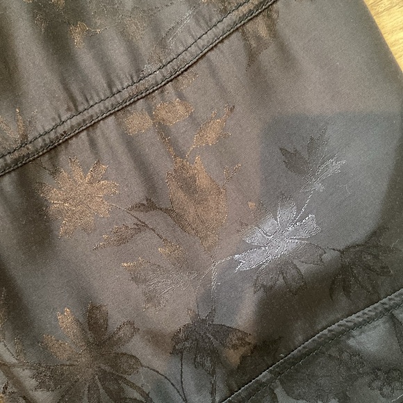 Anthropolie Black Satin Flower Embossed Pants - Picture 3 of 10